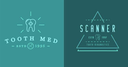 Set of Vector Dental Signs. Template Illustration. Stomatology Graphic Oral Elements.のイラスト素材