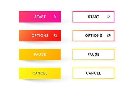 Vector Set of Modern Gradient App or Game Buttons. Trendy gradient colors with shadows.のイラスト素材