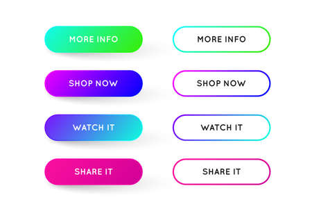 Vector Set of Modern Gradient App or Game Buttons. Trendy gradient colors with shadows.のイラスト素材