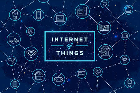 Internet of things (IOT). Devices and connectivity concepts. Cloud center.のイラスト素材