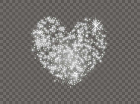 White sparks and stars. Shine with light. Vector.Dust white. Sparkles with transparent background. Christmas abstract pattern. Sparkling magic dust particlesのイラスト素材