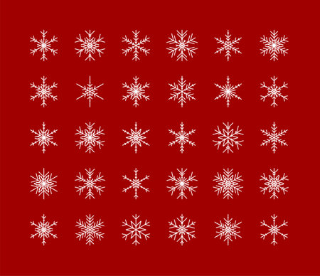 Big Set of Snowflakes Winter Christmas Xmas Design Vector Elements.