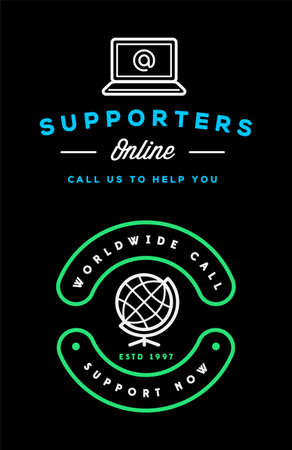 Set of Support Contact Center Service Elements and Assistance Support can be used as  Icon. Vector.のイラスト素材