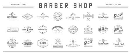 Set of Vector Barber Shop Elements and Shave Shop Icons Illustration can be used as Logo or Icon in premium qualityのイラスト素材