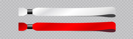Empty cloth or fabric bracelet or wristband. Sticky hand entrance event paper bracelet isolated on a transparent background.のイラスト素材