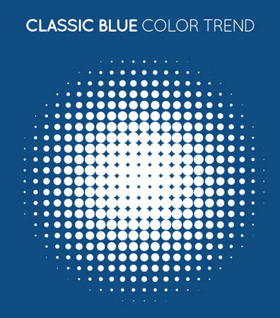 Classic Blue Trendy Color Circle in Halftone, Halftone Dot Pattern, Vector Illustration.のイラスト素材
