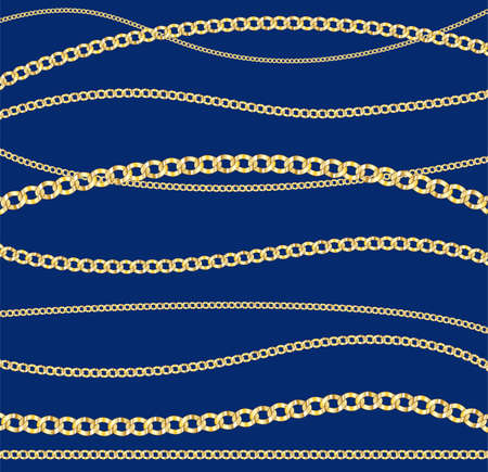 Pattern with gold chains. Vector. Fabric design. Trendy Style.のイラスト素材