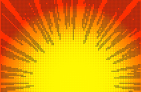 Comic yellow sun rays background pop art retro vector illustration.のイラスト素材
