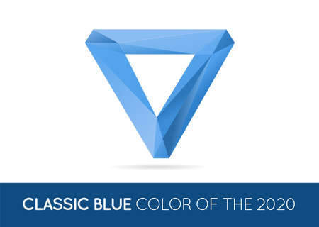 Trendy Crystal Triangulated Gem Sign Element in Trendy Classic Blue Color. Geometric Low Polygon Style. Visual Identity. Vector.のイラスト素材