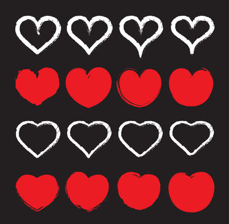 Grungy Vector Hand Draw Hearts. Valentin's Day Symbol.のイラスト素材