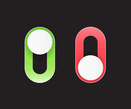 On and Off Toggle Switch Buttons Modern Devices User Interface Vector Graphic Designのイラスト素材