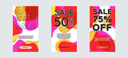 Vector Modern Fluid For Big Sale Banners Design. Discount Banner Promotion Template. With Swipe Up Button.のイラスト素材