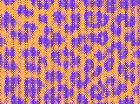 Leopard pixel art style stains pattern design. Dotted Vector Illustration Background. Animal Fur. Violet, Purple, Orange.のイラスト素材