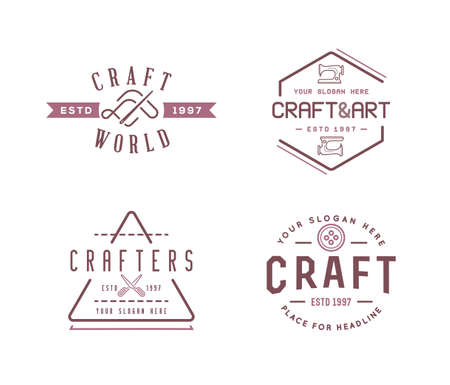 Vector Logo Design. Handmade, DIY, Craft, Tailoring and Knitting.のイラスト素材
