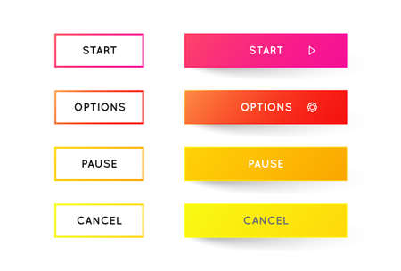 Set of Vector Modern Gradient App or Game Buttons. Trendy gradient colors with shadows.のイラスト素材
