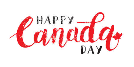 Happy Canada Day Hand Drawn Calligraphy Pen Brush Vectorのイラスト素材