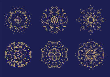 Mandala burst lined vintage shapes.のイラスト素材