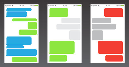 Set of Messenger UI (User Interface). Short Message Service Bubbles. Text chat sms boxes. Empty...