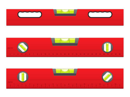 Red Metal Bubble Level Vector Isolated on White Backgroundのイラスト素材