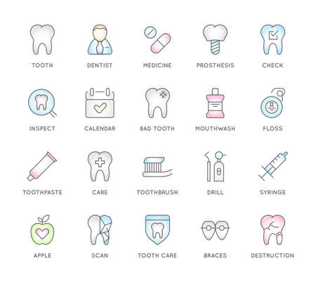 Set of Dental Clinic Vector Line Icons.のイラスト素材