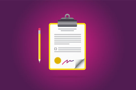 Vector Agreement Contract with Pencil and Signatureのイラスト素材