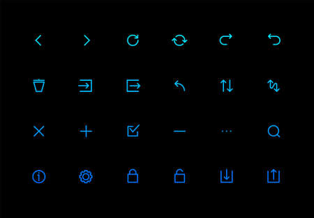 App Control System User Interface (UI) Vector Icon Set. High Quality Minimal Lined Icons.のイラスト素材
