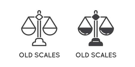 Set of Minimal Weight and Scales Related Vector Line Icons. Perfect Pixel. Outlined and Filled.のイラスト素材