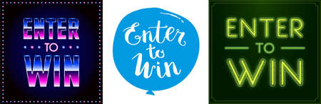 Three Enter to Win Sign Set. vector illustration.のイラスト素材