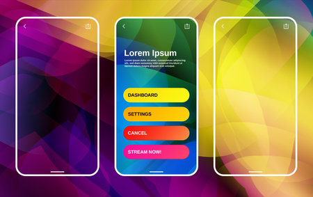 App or Game Interface design with smart device or smartphone frame. Abstract background corresponds...