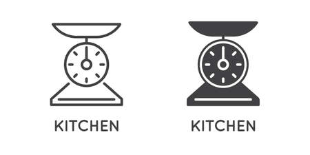 Set of Minimal Weight and Scales Related Vector Line Icons. Perfect Pixel. Outlined and Filled.のイラスト素材