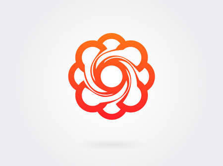 Red Flower Sign in linear style. logo design.のイラスト素材