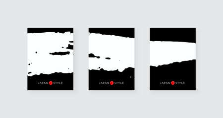 Black ink brush stroke on white background. Japanese style. Vector illustration with grunge stains.のイラスト素材