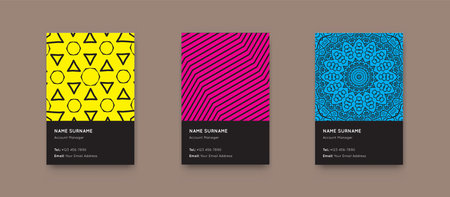 Vector Minimal Style Graphics. Vertical Business Cards Set with Geometric Pattern. Suprematism.