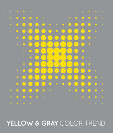 Yellow and Gray Trendy Color Circle in Halftone, Halftone Dot Pattern, Vector Illustration.のイラスト素材