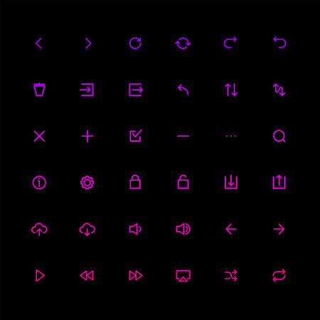 App Control System User Interface (UI) Vector Icon Set. High Quality Minimal Lined Icons for All Purposes.のイラスト素材