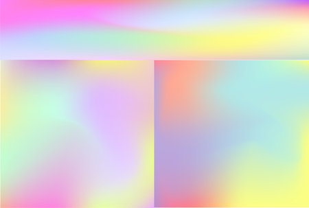 Set of Liquid Chromatic Holographic Texture, Wrinkled Foil Background. Gas Fuel Rainbow.