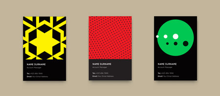 Vector Minimal Style Graphics. Vertical Business Cards Set with Geometric Pattern. Suprematism.