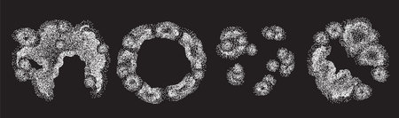 Aerosol Dust or Bacteria Growth. Petri Dishes Experiment Isolated on Black Background.