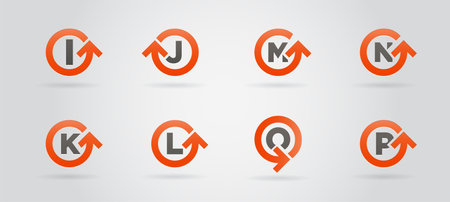 Set of 8 Circle Arrow Logo Icon Design with Letter. Template Element in Vector.のイラスト素材
