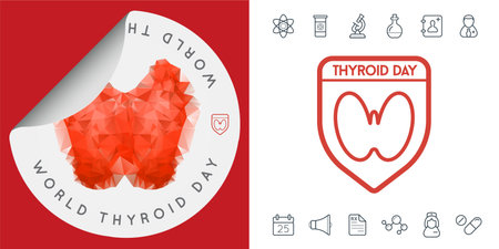 World Thyroid Day Set. Thyroid Solidarity Day. vector illustration.のイラスト素材