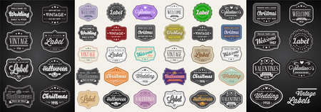 Vector Set of Vintage Retro Styled Premium Design Labelsのイラスト素材