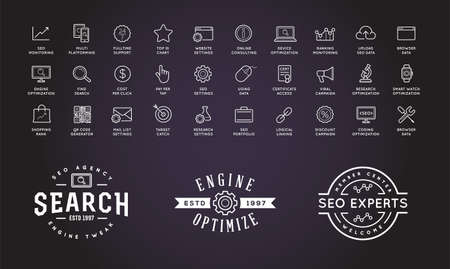 Set of Vector SEO Search Engine Optimization Elements and Icons Illustration can be used as Logo or Icon in premium qualityのイラスト素材
