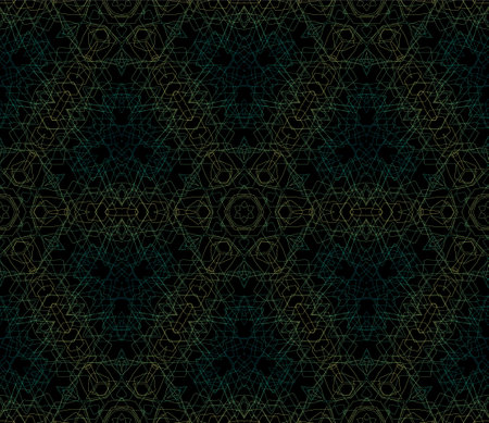 Abstract kaleidoscope vector pattern on emerald green background, and ornamental