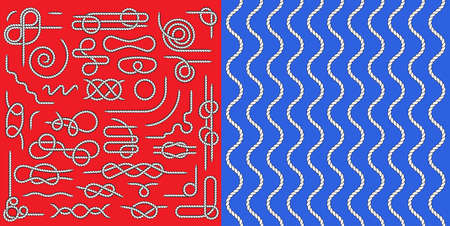 Big Set of Nautical rope knots vector decorative vintage elementsのイラスト素材