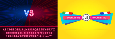 Set of Game Versus Screen with Alphabet Type to Edit. Fight Backgrounds Against Each Other. Battle....