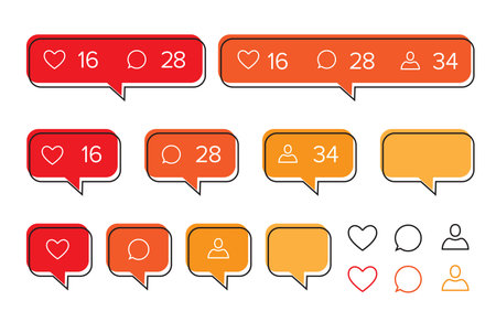 Like, Follower, Comment Icon Set. trendy style.のイラスト素材