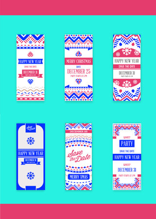 Set of Invitations for Wedding or Christmas Event. Save The Date.のイラスト素材
