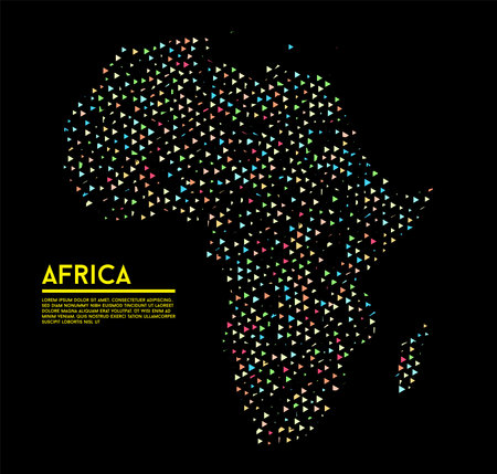 Geometric simple minimalistic style map of African Continent background. Colorful triangles on white background. Triangular pattern for your business design. Vector.のイラスト素材