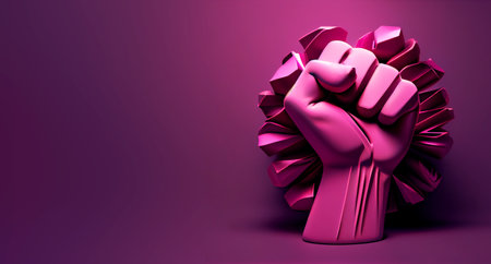 Clenched fist as a symbol of feminist struggle. International Day for the Elimination of Violence against Women.  International Womens Day. Femenism. Generative Ai.の素材
