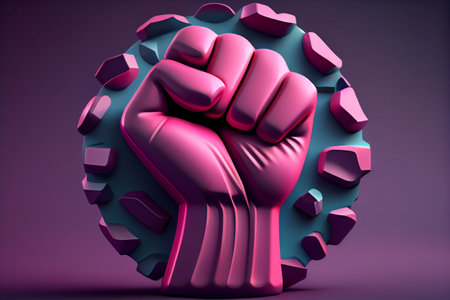 Clenched fist as a symbol of feminist struggle. International Day for the Elimination of Violence against Women.  International Womens Day. Femenism. Generative Ai.の素材